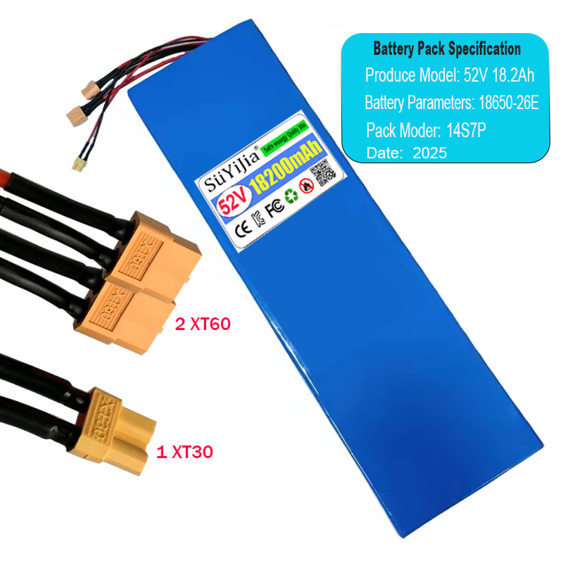 60V 30Ah Electric Scooter Battery - Nieuwe 14S7P 18650-26E Lithiumbatterij 52V 18.2Ah