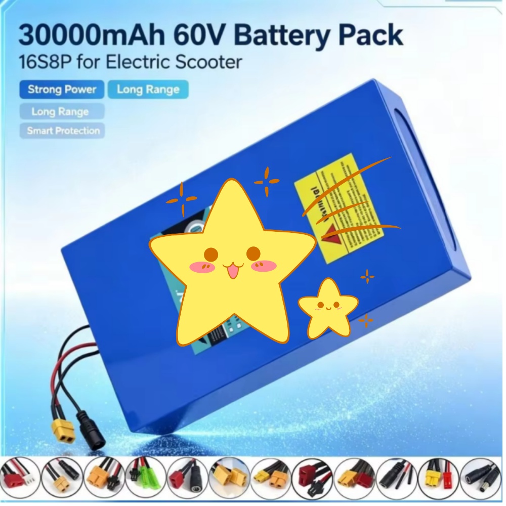 60V 30Ah Electric Scooter Battery - 16S8P 1000W-3000W 60V 30Ah krachtige 18650